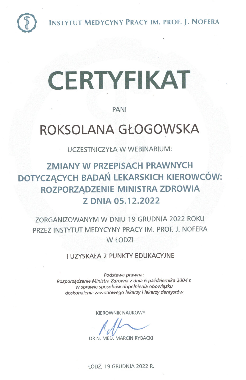 Certyfikat 18